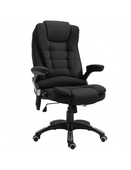Vinsetto Heated Office Chair with Six Massage Points, Linen-Feel Fabric, 360° Swivel Wheels, Black - pic 8575 | FastDaddyshop