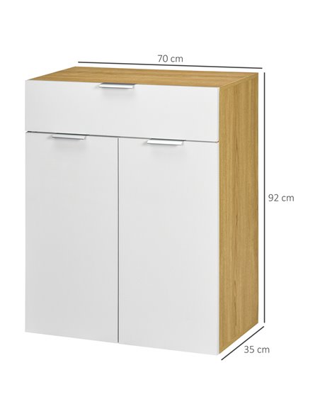HOMCOM Modern Storage Cabinet, High Gloss Slim Sideboard with Drawer, Door Cupboard, Adjustable Shelves, White and Natural 838-3 - pic 85756 | FastDaddyshop
