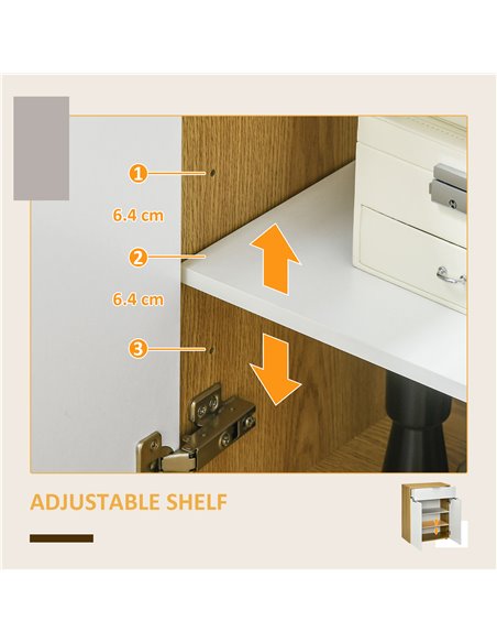 HOMCOM Modern Storage Cabinet, High Gloss Slim Sideboard with Drawer, Door Cupboard, Adjustable Shelves, White and Natural 838-3 - pic 85759 | FastDaddyshop