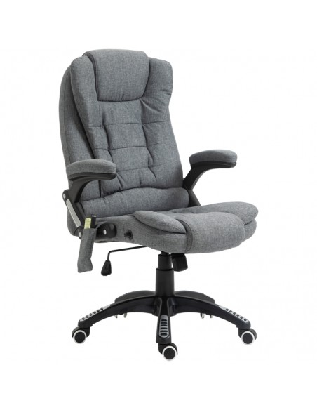 Vinsetto Heated Office Chair with Six Massage Points, Linen-Feel Fabric, 360° Swivel Wheels, Grey - pic 8576 | FastDaddyshop