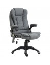 Vinsetto Heated Office Chair with Six Massage Points, Linen-Feel Fabric, 360° Swivel Wheels, Grey