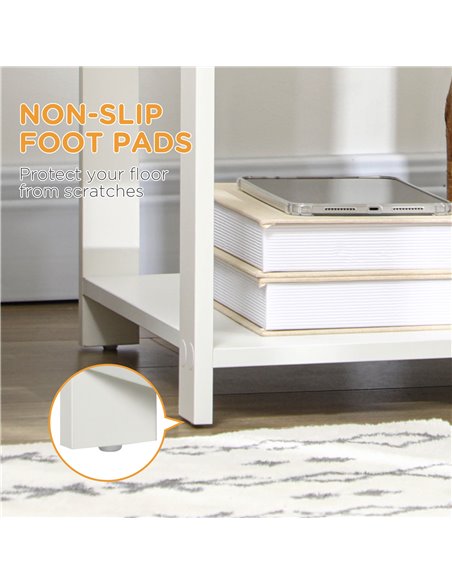 HOMCOM Bedside Table with Drawer and Bottom Shelf, Square Side End Table for Bedroom, Living Room, White, Set of 2 831-P050 - pic 85768 | FastDaddyshop