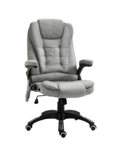 Vinsetto Heated Office Chair with Six Massage Points, Microfiber Cloth, 360° Swivel Wheels, Grey