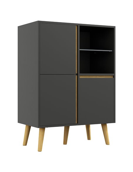 HOMCOM Storage Cabinet Sideboard with Tempered Glass Adjustable Shelves and Solid Wood Legs 838-339V00CG - pic 85772 | FastDaddyshop