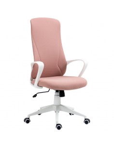 Vinsetto High-Back Elastic Office Chair with Armrests, Tilt Function, Adjustable Seat Height, Pink