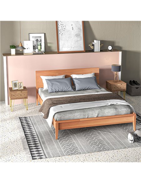 HOMCOM Bedside Table Set of 2 with Drawer, Wooden Nightstand, Modern Sofa Side Table with Gold Tone Metal Legs for Bedroom 831-P - pic 85791 | FastDaddyshop