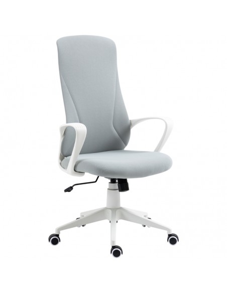 Vinsetto High-Back Elastic Office Chair with Armrests, Tilt Function, Adjustable Seat Height, Light Grey - pic 8580 | FastDaddyshop