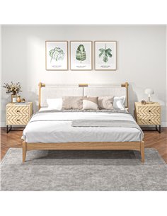 HOMCOM Bedside Table Nightstand Two-Drawer Bedroom Storage Unit Zig Zag Design with Black Metal Handles, Set of 2, Natural 831-P 2