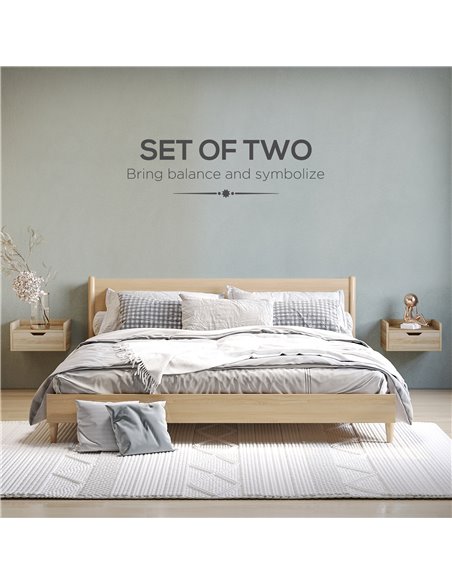 HOMCOM Floating Bedside Cabinet with Drawer, Wall Mounted Nightstands, Modern Bedside Table with Storage for Bedroom 831-629V00N - pic 85811 | FastDaddyshop
