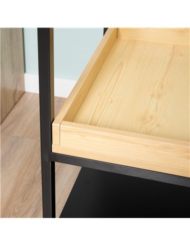HOMCOM Glass Top Side Table: 3-Tier Nightstand with Storage Shelves, Steel Frame for Bedrooms 839-244ND