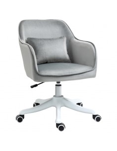Vinsetto Velvet-Feel Office Chair with Rechargeable Electric Vibration Massage Lumbar Pillow, Wheels, Grey