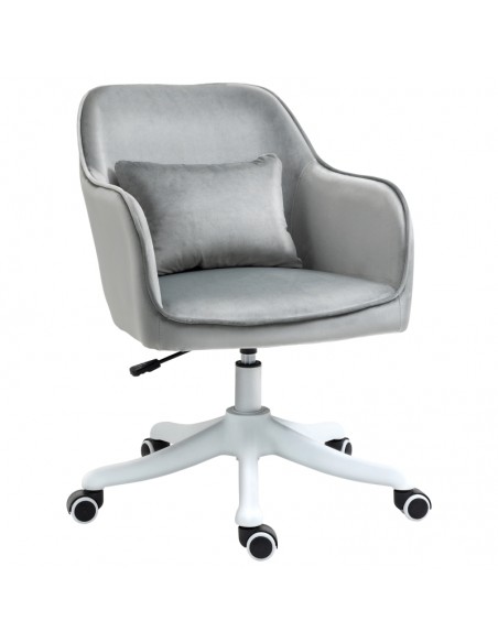 Vinsetto Velvet-Feel Office Chair with Rechargeable Electric Vibration Massage Lumbar Pillow, Wheels, Grey - pic 8583 | FastDaddyshop