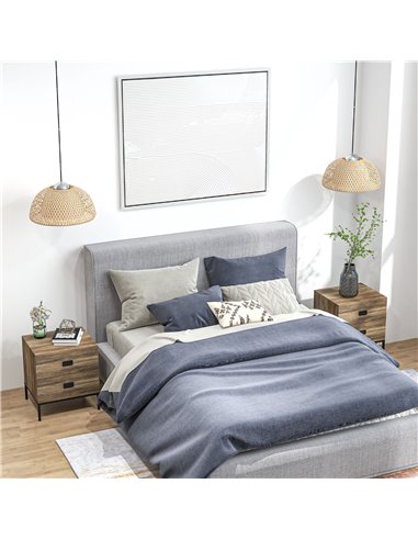 HOMCOM Retro Bedside Units: Metal Frame Side Tables with 2 Drawers, Set of 2, Coffee Tone 831-P086