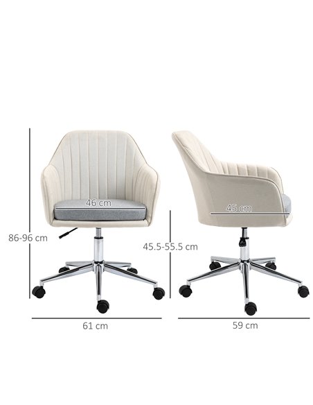 Vinsetto Leisure Office Chair Linen Fabric Swivel Scallop Shape Computer Desk Chair Home Study Bedroom with Wheels, Beige - pic 8585 | FastDaddyshop