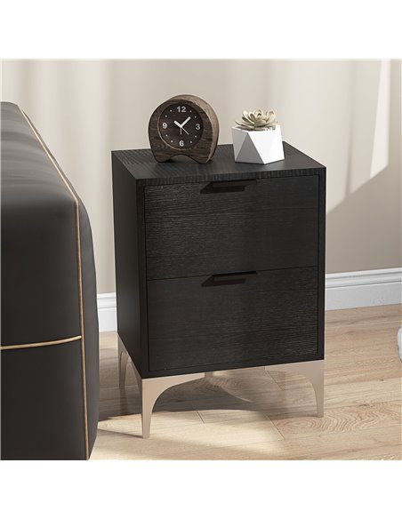 HOMCOM Bedside Tables Set of 2, Modern Nightstand w/ 2 Drawers, Small Sofa End Tables w/ Storage & Steel Legs for Bedroom, Livin - pic 85869 | FastDaddyshop