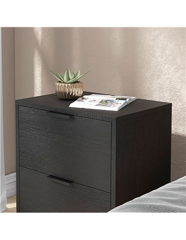 HOMCOM Bedside Tables Set of 2, Modern Nightstand w/ 2 Drawers, Small Sofa End Tables w/ Storage & Steel Legs for Bedroom, Livin
