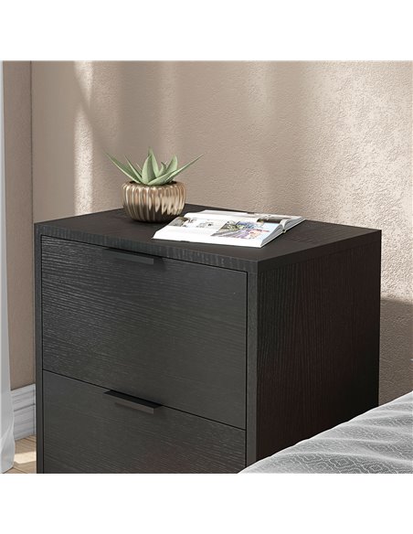 HOMCOM Bedside Tables Set of 2, Modern Nightstand w/ 2 Drawers, Small Sofa End Tables w/ Storage & Steel Legs for Bedroom, Livin - pic 85870 | FastDaddyshop