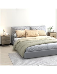 HOMCOM Bedside Tables Set of 2, Modern Nightstand w/ 2 Drawers, Small Sofa End Tables w/ Storage, Steel Legs for Bedroom, Living 2