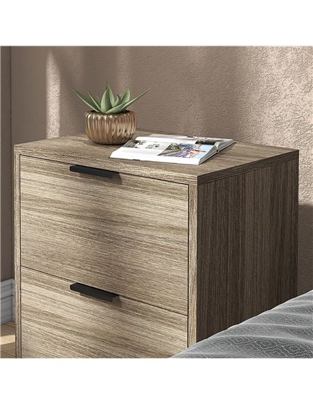 HOMCOM Bedside Tables Set of 2, Modern Nightstand w/ 2 Drawers, Small Sofa End Tables w/ Storage, Steel Legs for Bedroom, Living - pic 85878 | FastDaddyshop