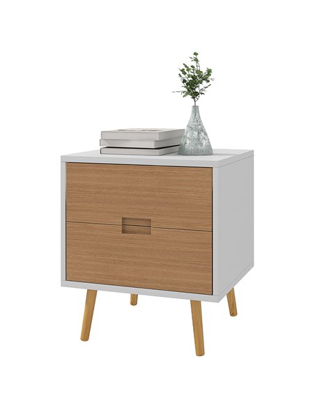 HOMCOM Wood Effect Wto-Drawer Bedside Table - Brown/White 831-773V80BN - pic 85880 | FastDaddyshop