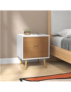 HOMCOM Wood Effect Wto-Drawer Bedside Table - Brown/White 831-773V80BN 2