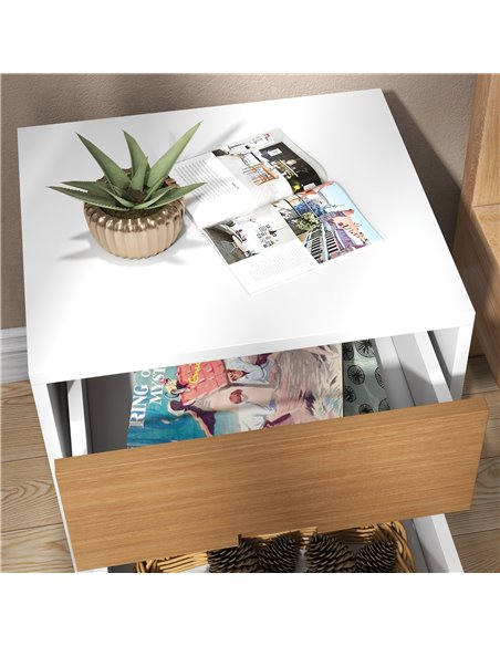 HOMCOM Wood Effect Wto-Drawer Bedside Table - Brown/White 831-773V80BN - pic 85887 | FastDaddyshop