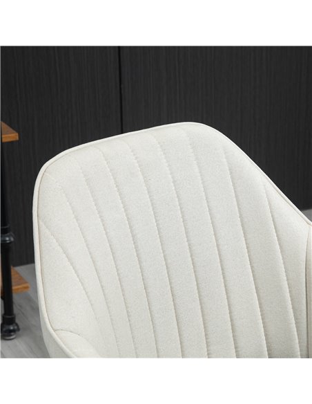 Vinsetto Leisure Office Chair Linen Fabric Swivel Scallop Shape Computer Desk Chair Home Study Bedroom with Wheels, Beige - pic 8589 | FastDaddyshop