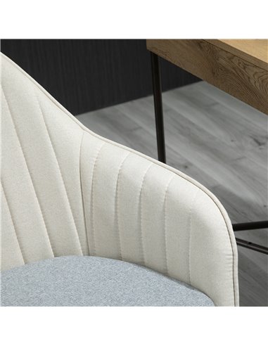 Vinsetto Leisure Office Chair Linen Fabric Swivel Scallop Shape Computer Desk Chair Home Study Bedroom with Wheels, Beige