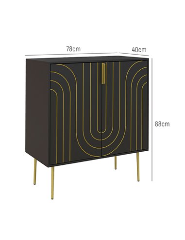HOMCOM Art Deco Inspired Sideboard, with Adjustable Shelf - Black/Gold Tone 839-954V00BK