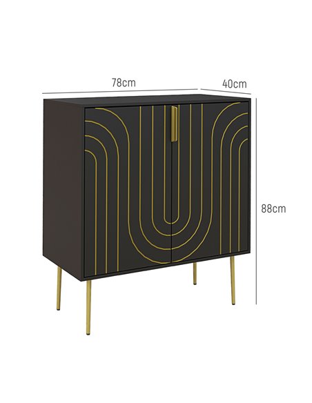 HOMCOM Art Deco Inspired Sideboard, with Adjustable Shelf - Black/Gold Tone 839-954V00BK - pic 85900 | FastDaddyshop