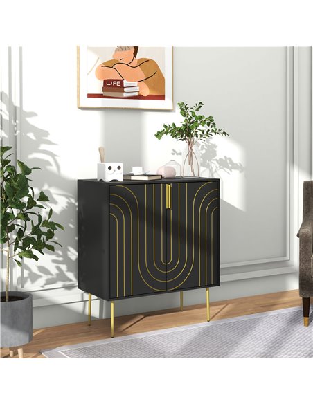 HOMCOM Art Deco Inspired Sideboard, with Adjustable Shelf - Black/Gold Tone 839-954V00BK - pic 85905 | FastDaddyshop