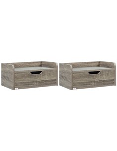 HOMCOM Floating Nightstand Set of 2 Wall Mounted Bedside Table with Storage Drawer for Bedroom, Grey 831-629V00GY