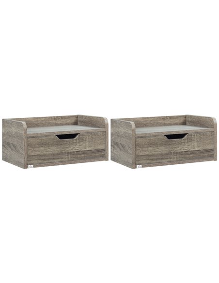 HOMCOM Floating Nightstand Set of 2 Wall Mounted Bedside Table with Storage Drawer for Bedroom, Grey 831-629V00GY - pic 85907 | FastDaddyshop