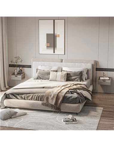 HOMCOM Floating Nightstand Set of 2 Wall Mounted Bedside Table with Storage Drawer for Bedroom, Grey 831-629V00GY