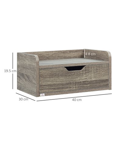 HOMCOM Floating Nightstand Set of 2 Wall Mounted Bedside Table with Storage Drawer for Bedroom, Grey 831-629V00GY