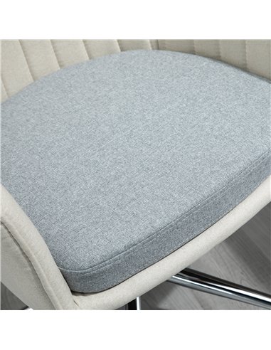 Vinsetto Leisure Office Chair Linen Fabric Swivel Scallop Shape Computer Desk Chair Home Study Bedroom with Wheels, Beige
