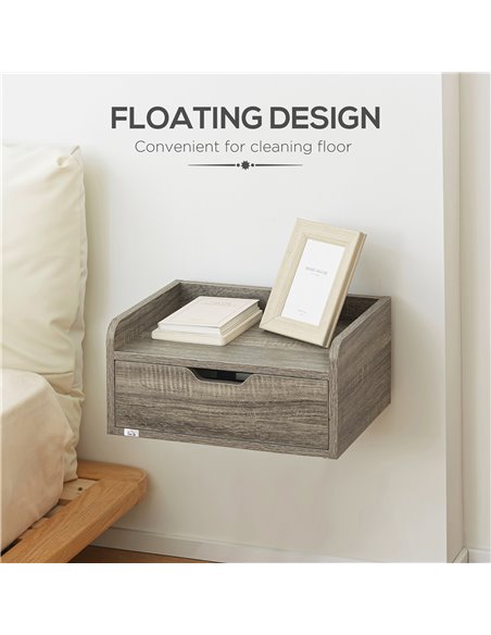 HOMCOM Floating Nightstand Set of 2 Wall Mounted Bedside Table with Storage Drawer for Bedroom, Grey 831-629V00GY - pic 85911 | FastDaddyshop
