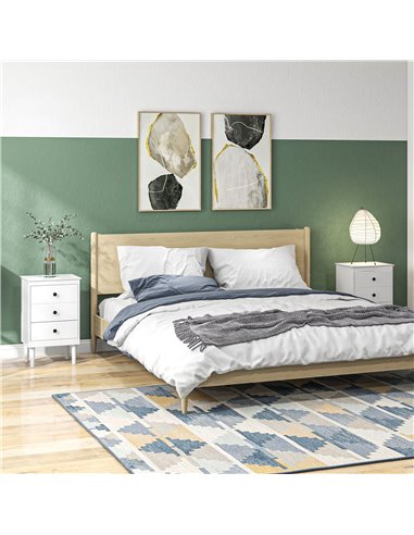 HOMCOM Bedside Table Set of 2, Modern Sofa Side Table with 3 Drawers, Nightstand for Bedroom, 40x30x64cm, White 831-767V00WT