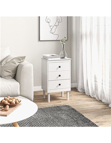 HOMCOM Bedside Table Set of 2, Modern Sofa Side Table with 3 Drawers, Nightstand for Bedroom, 40x30x64cm, White 831-767V00WT - pic 85932 | FastDaddyshop