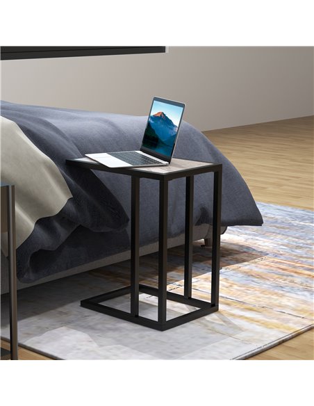 HOMCOM C Shape Bedside Table w/Metal Frame Marble-Effect Top Sofa Narrow Snack End Table for Living Room, Grey 838-035V80GY - pic 85950 | FastDaddyshop