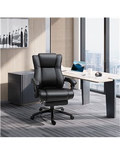 Vinsetto Ergonomic Office Chair, PU Leather with Footrest, Wheels, Adjustable Height, Black 2