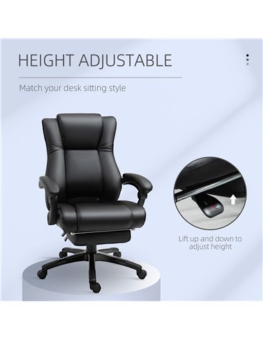 Vinsetto Executive Home Office Chair Swivel High Back Recliner PU Leather Ergonomic Chair, with Footrest, Wheels, Adjustable Hei