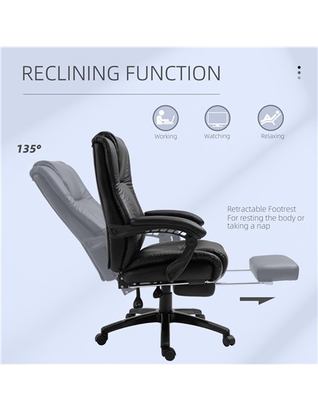 Vinsetto Executive Home Office Chair Swivel High Back Recliner PU Leather Ergonomic Chair, with Footrest, Wheels, Adjustable Hei - pic 8603 | FastDaddyshop