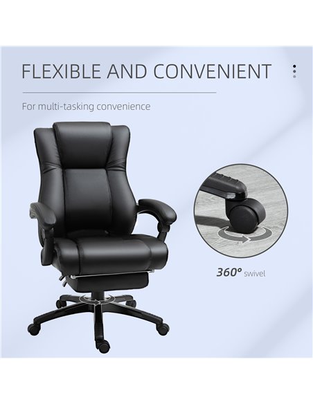 Vinsetto Executive Home Office Chair Swivel High Back Recliner PU Leather Ergonomic Chair, with Footrest, Wheels, Adjustable Hei - pic 8604 | FastDaddyshop