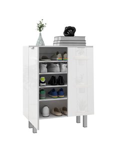 HOMCOM Narrow Shoe Storage Cabinet with Soft-Close Hinges and Adjustable Shelves for 15-20 Pairs of Shoes, High Gloss 837-472V80
