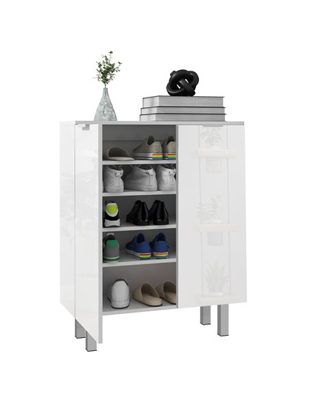 HOMCOM Narrow Shoe Storage Cabinet with Soft-Close Hinges and Adjustable Shelves for 15-20 Pairs of Shoes, High Gloss 837-472V80 - pic 86060 | FastDaddyshop