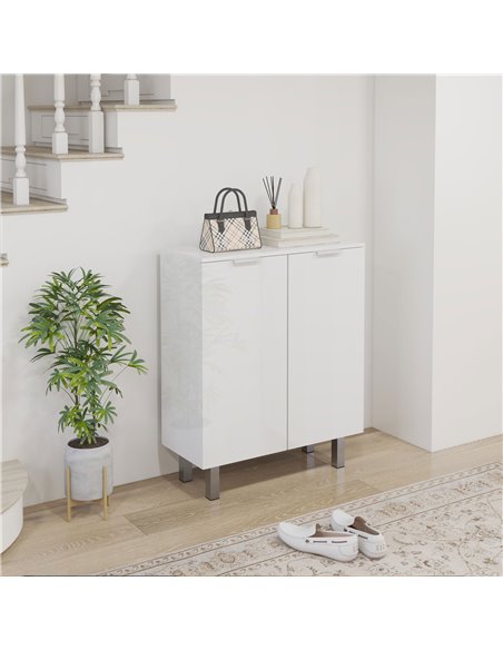HOMCOM Narrow Shoe Storage Cabinet with Soft-Close Hinges and Adjustable Shelves for 15-20 Pairs of Shoes, High Gloss 837-472V80 - pic 86061 | FastDaddyshop