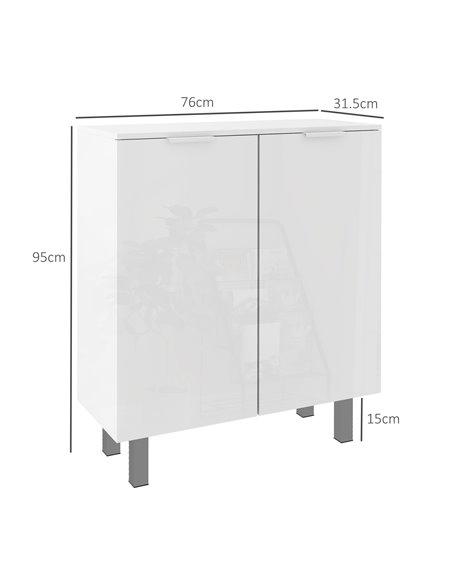 HOMCOM Narrow Shoe Storage Cabinet with Soft-Close Hinges and Adjustable Shelves for 15-20 Pairs of Shoes, High Gloss 837-472V80 - pic 86062 | FastDaddyshop