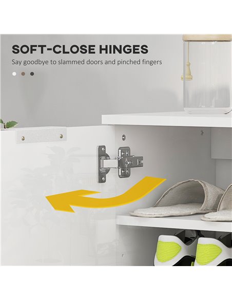 HOMCOM Narrow Shoe Storage Cabinet with Soft-Close Hinges and Adjustable Shelves for 15-20 Pairs of Shoes, High Gloss 837-472V80 - pic 86064 | FastDaddyshop