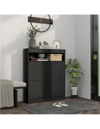 HOMCOM 16 Shoe Pair Shoe Storage Cabinet, with Flip Doors - Black 837-475V81BK